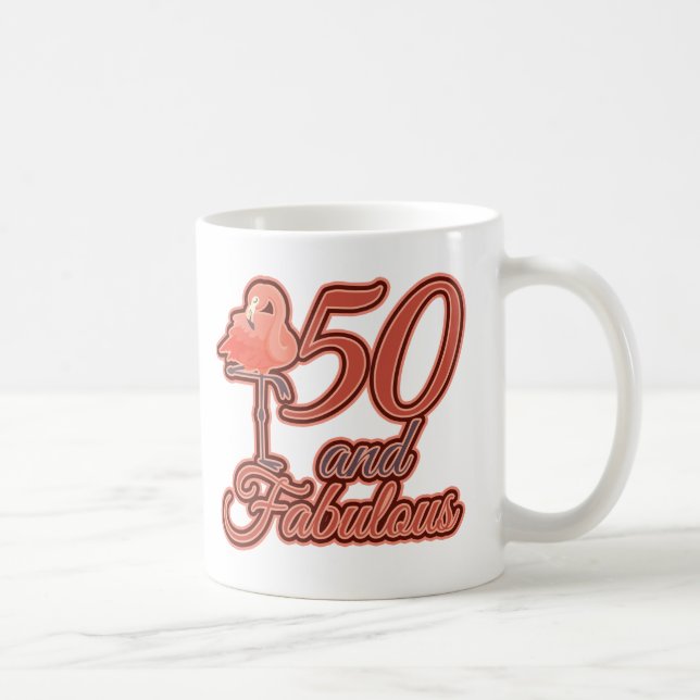 Flamingo Theme 50 und fabulous 50. Geburtstag Kaffeetasse (Rechts)
