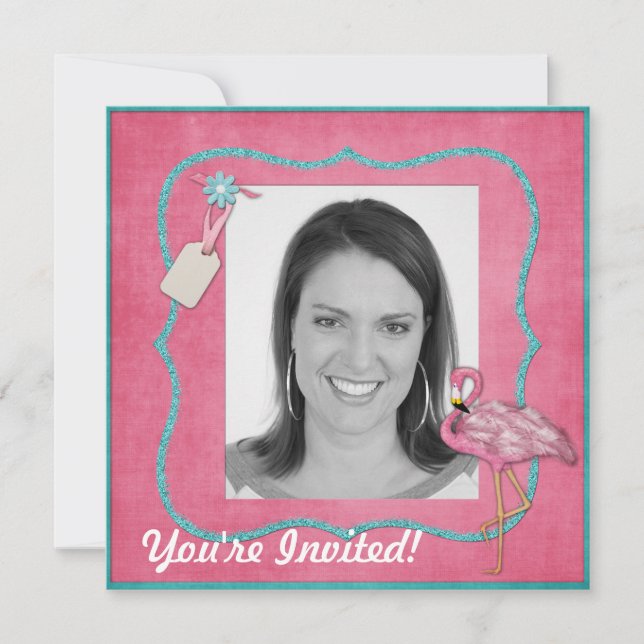 Flamingo Themed Party Einladung (Vorderseite)