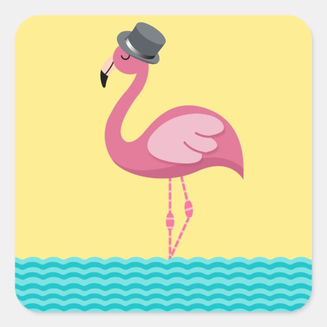 Flamingo Top Hat Sticker (Vorderseite)
