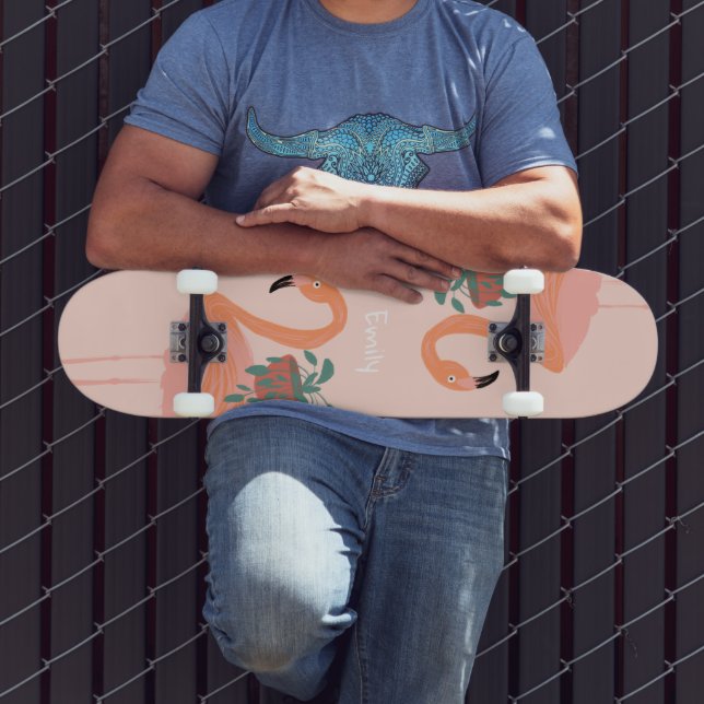 Flamingo Topfpflanzen Kunst Skateboard (Außenbereich 3)