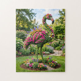 Flamingo-Topiar in einem tropischen Blumengarten Puzzle