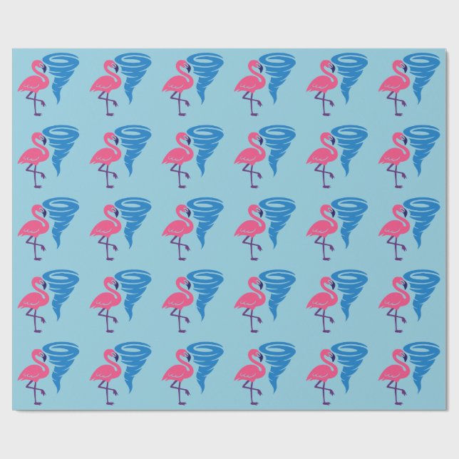 Flamingo Tornado Bold Moderne Graphic Art Geschenkpapier (Flach)