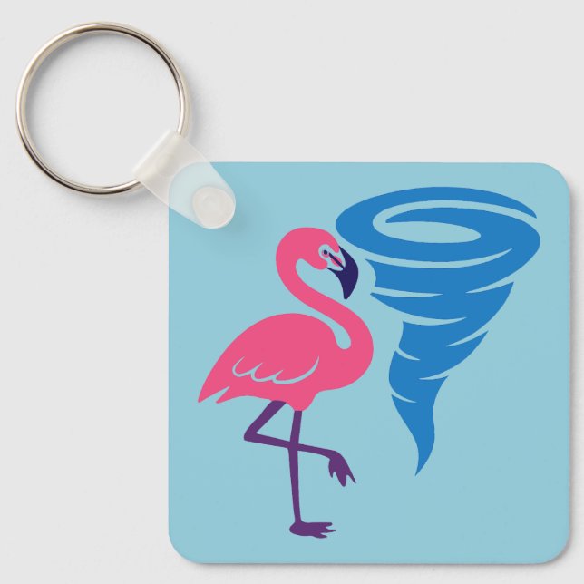 Flamingo Tornado Bold Moderne Graphic Art Schlüsselanhänger (Vorderseite)