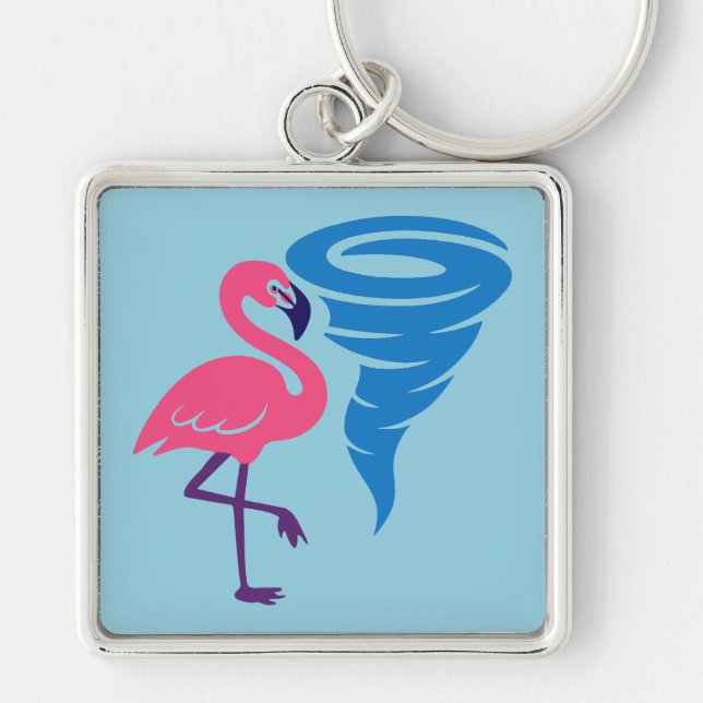 Flamingo Tornado Bold Moderne Graphic Art Schlüsselanhänger (Vorne)