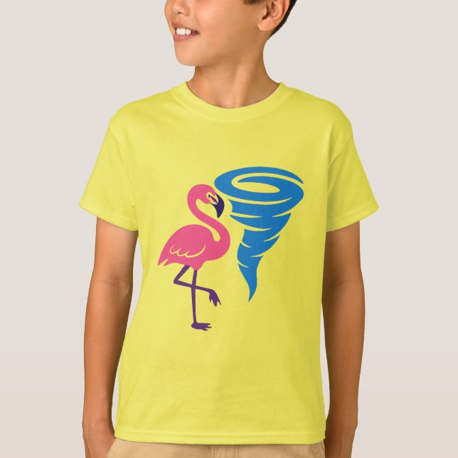 Flamingo Tornado Bold Moderne Graphic Art T-Shirt (Vorderseite)