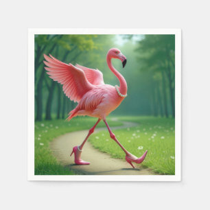 Flamingo Tragen von hohen Absätzen und Perlen Serviette