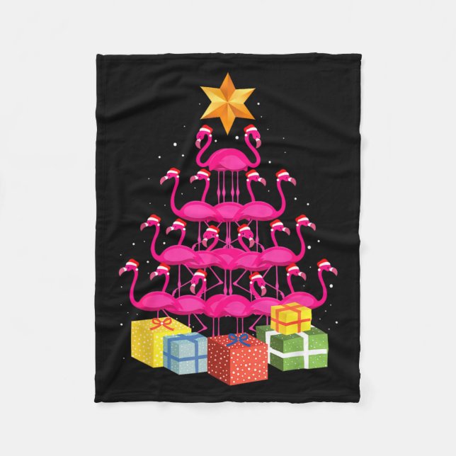 Flamingo Tree Funny Ugly Christmas  Fleecedecke (Vorderseite)