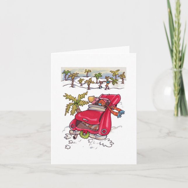 Flamingo Tree Holiday Notecard Feiertagskarte (Vorderseite)