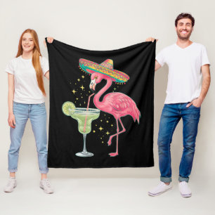 Flamingo trinkt Margarita Lustiger mexikanischer P Fleecedecke