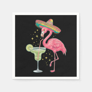 Flamingo trinkt Margarita Lustiger mexikanischer P Serviette