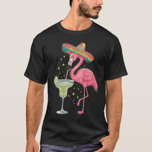 Flamingo trinkt Margarita Lustiger mexikanischer P T-Shirt