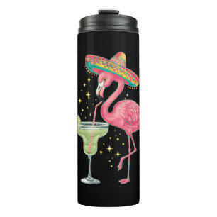 Flamingo trinkt Margarita Lustiger mexikanischer P Thermosbecher