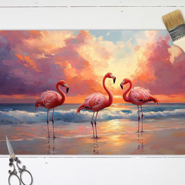 Flamingo Trio am Strand Decoupage Seidenpapier (Von Creator hochgeladen)