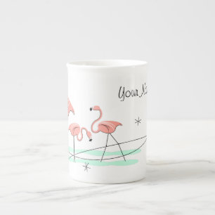 Flamingo-Trio-Namenknochen-China-Tasse Prozellantasse