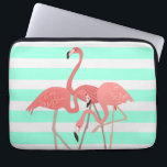 Flamingo Trio on Stripes Laptopschutzhülle<br><div class="desc">Ein Trio aus rosa Flamingos für den Sommer und das ganze Jahr über für tropische Anziehungskraft. Hier über South Beach Streifen in coolem Minzgrün dargestellt.</div>