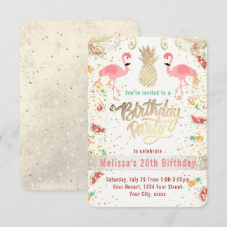 Flamingo-Tropen-Geburtstagsparty Einladung