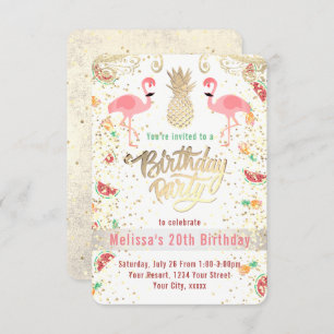 Flamingo-Tropen-Geburtstagsparty Einladung