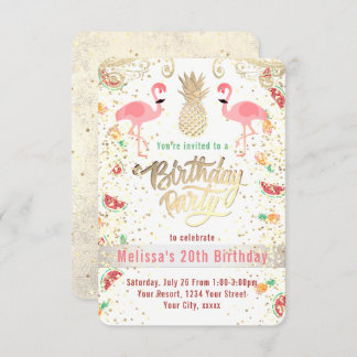 Flamingo-Tropen-Geburtstagsparty Einladung