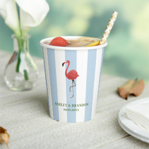 Flamingo Tropen Strand Küste Retro Hochzeit Pappbecher