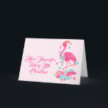Flamingo Tropical Beach Weihnachtswünsche Feiertagskarte<br><div class="desc">Haben Sie sich eine lustige kleine Weihnachts Flamingo Tropical Beach Blume Urlaub Grußkarte. Niedlich rosa Flamingo mit farbenfrohen tropischen Blume. Ideal für Flamingo-Liebhaber,  die Weihnachtsjubeln für die Ferienzeit aus Florida oder einem warmen Küstengebiet schicken.</div>