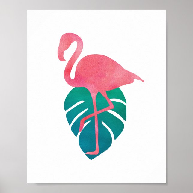 Flamingo Tropical Blätter Kunst, Dichtung und Musi Poster (Vorne)