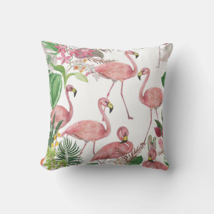 Flamingo Tropical Blätter Watercolor Muster Kissen