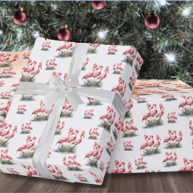 Flamingo Tropical Christmas Geschenkpapier (Flamingo Tropical Beach Christmas Wrapping Paper)