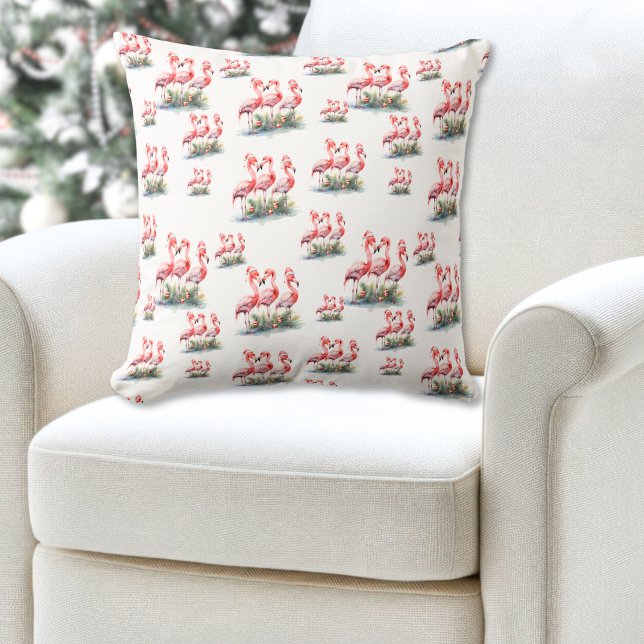 Flamingo Tropical Christmas Kissen (Flamingo Tropical Christmas Throw Pillow )