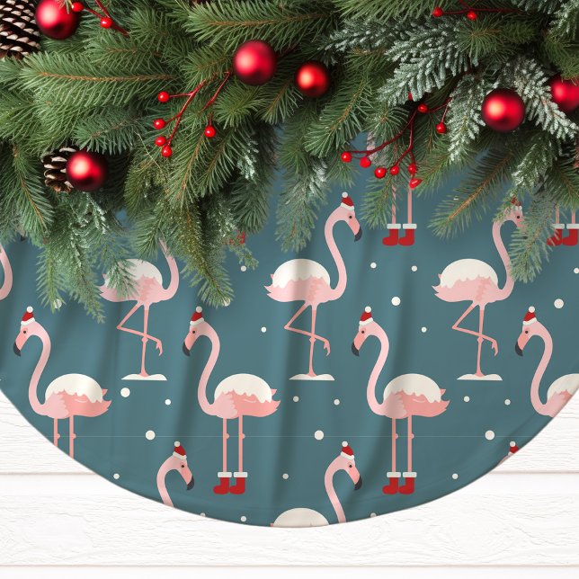 Flamingo Tropical Christmas Polyester Weihnachtsbaumdecke (Von Creator hochgeladen)