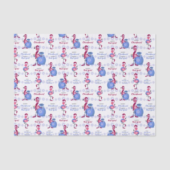 Flamingo Tropical Christmas Seidenpapier (Vorderseite)