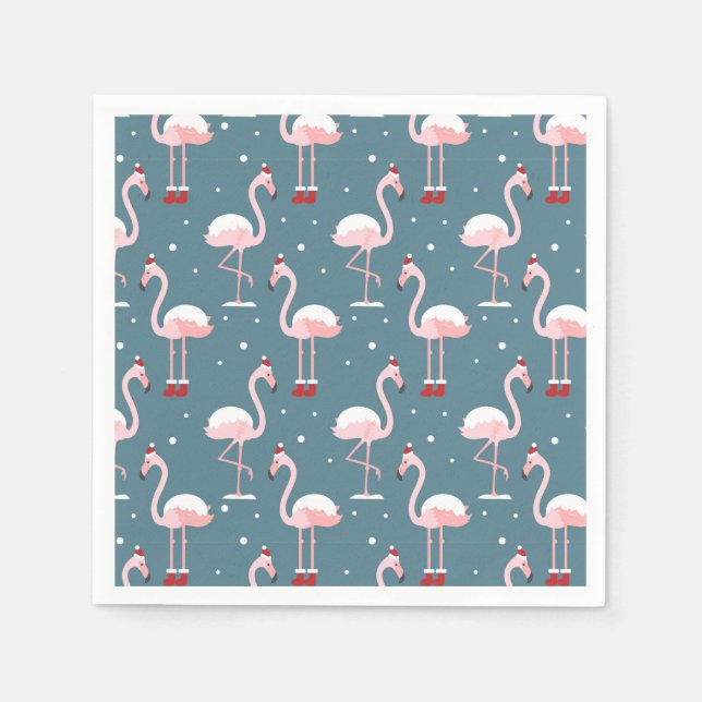 Flamingo Tropical Christmas Serviette (Vorderseite)