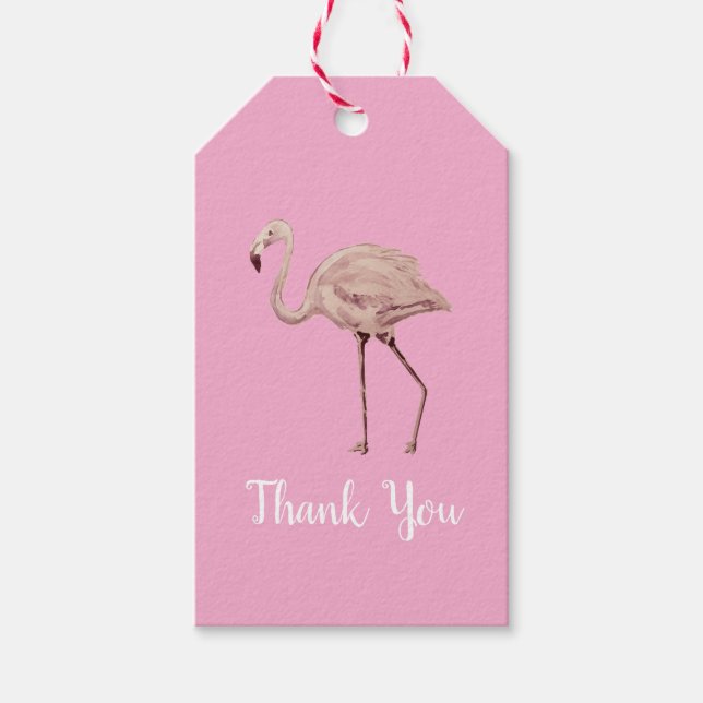 Flamingo Tropical Danke-Party  Geschenkanhänger (Vorderseite)