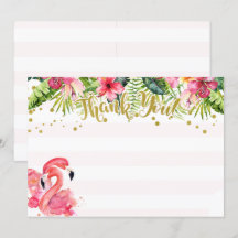 Flamingo Tropical Dankeskarten Pink & Gold