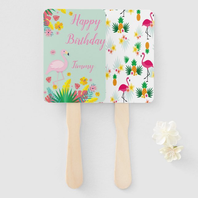 Flamingo Tropical Fächer (Vorne und Hinten)