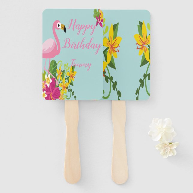 Flamingo Tropical Fächer (Vorne und Hinten)