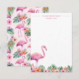 Flamingo Tropical Familie Vielen Dank Flachkarte Dankeskarte