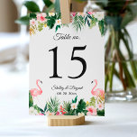 Flamingo Tropical Floral Wedding Tischnummer<br><div class="desc">Flamingo Tropical Floral Wedding Tischnummer Card (1) Bitte passen Sie diese Vorlage einzeln an (z.B. von Nummer 1 bis xx) und fügen Sie jede Zahlenkarte separat in Ihren Warenkorb ein. (2) Für weitere Anpassungen klicken Sie bitte auf den Link "Weiter anpassen" und verwenden Sie unser Designwerkzeug, um diese Vorlage zu...</div>