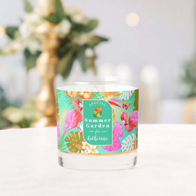 Flamingo Tropical Garden Aquamarin Whiskyglas (Insitu (Hochzeit))