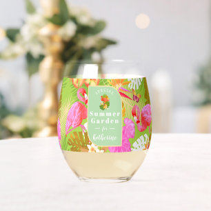 Flamingo Tropical Garden Bright Green Weinglas Ohne Stiel
