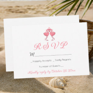 Flamingo Tropical Hawaiian Luau Strandhochzeit RSV RSVP Karte