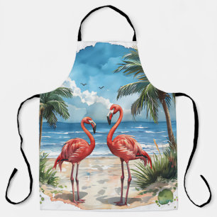 Flamingo Tropical Island Tshirt Beach Palmbäume Schürze
