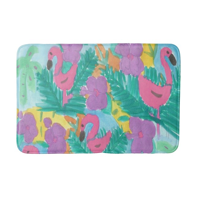 Flamingo Tropical Jungle Bath Mat Badematte (Vorderseite)