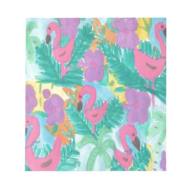 Flamingo Tropical Jungle Pattern Notizblock (Vorderseite)