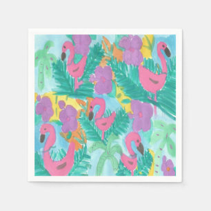 Flamingo Tropical Jungle Print Serviette