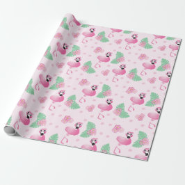 Flamingo Tropical Leaf Blume Muster Light Pink Geschenkpapier