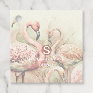 Flamingo Tropical Monogram Brautparty Hochzeit  Geschenkanhänger