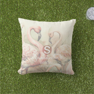Flamingo Tropical Monogram Brautparty Hochzeit Kissen