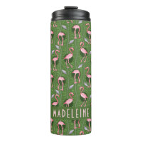 Flamingo Tropical Niedlich Dark Green Patches Cust