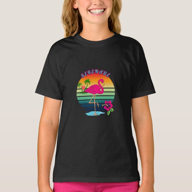 Flamingo Tropical Paradise Serenade T-Shirt (Vorderseite)