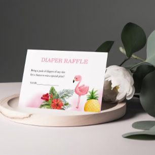 Flamingo Tropical Pink Diaper Raffle Begleitkarte